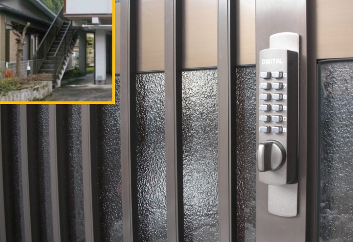 民泊　ゆずの木の宿泊者用の玄関は暗証番号式