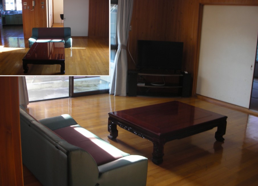 貸別荘ゆずの木のリビングは約10畳の広さ